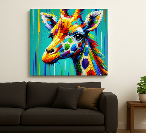 Vibrant giraffe canvas - vibrant,