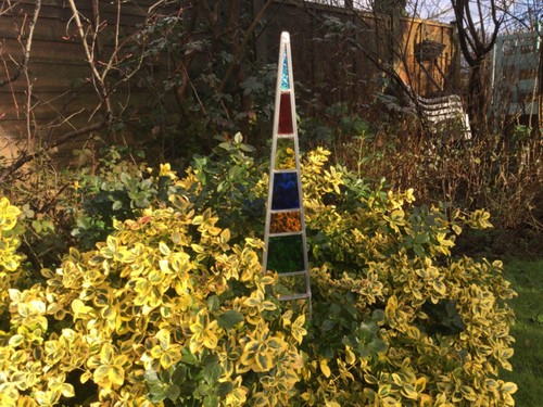 Stained glass garden sculpture - garden,