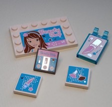 Lego - Five Stickers on Thin Tiles - From 3187 Butterfly Beauty Shop - Preowned