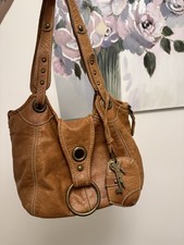 River Island Vintage Leather Shoulder Bag Tan
