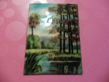 LIMOGES ART ENAMELS "C RACLET" STREAM TREES NATURE COUNTRYSIDE 8 x11 cm
