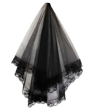 BLACK BRIDAL WEDDING VEIL WITH