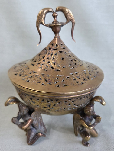 Antique indian brass incense - indian,