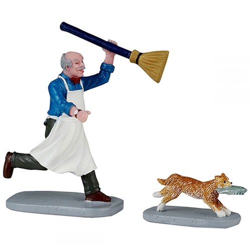 Lemax feline fish thief set - fish,