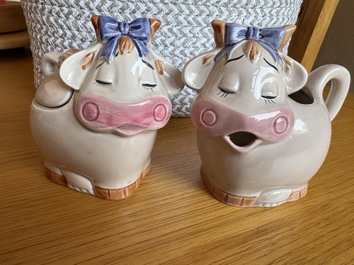 Vintage porcelain cow sugar - vintage,