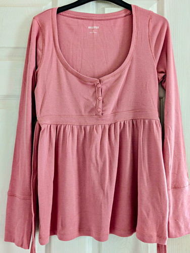 Hollister pink cotton ribbed - pink,