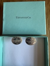 Tiffany & Co. Solid Silver Return To Tiffany Cufflinks. Genuine + Box and Pouch