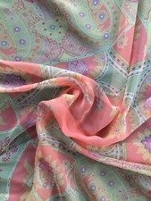 Liz Claiborne Paisley Coral Square  100% Silk Scarf    Ps37