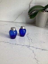 Vintage cobalt blue apothecary/pharmacy mini jars, set of 2