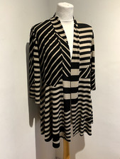 Joseph Ribkoff Cardigan Womens Size 10 NEW striped Black Sand open front Stretch