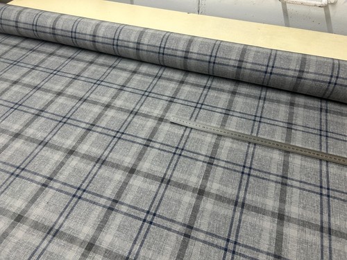 Grey check panama fabric - grey,