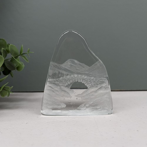 Etched clear glass paperweight - etched,