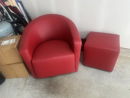 Red upholstered club - club, chair