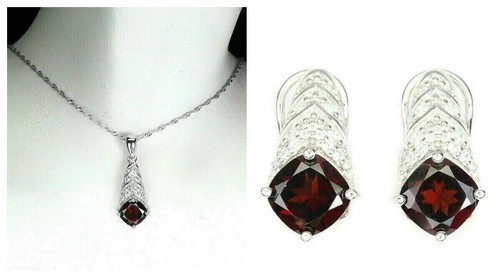 Silver garnet earrings pendant - garnet,