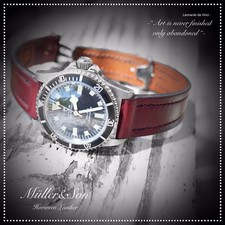 Müller&Son Genuine Horween Leather 20mm Burgundy Watch Strap for Tudor or Rolex