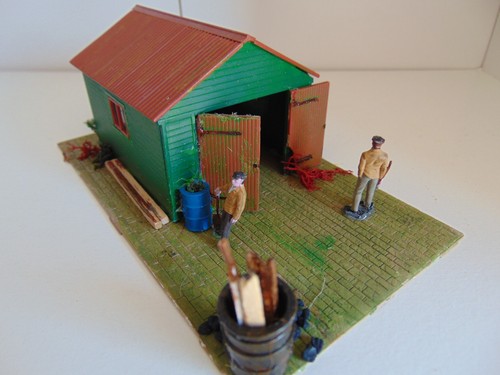 Model railway garage scene - model,
