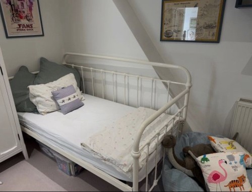 White metal single bed - single,