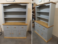 SHABBY PAINTED 3 DOOR OPEN TOP DISPLAY DRESSER RUSTIC BESPOKE SIZES - PARMA GRAY