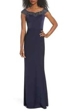 La Femme Navy Blue Beaded