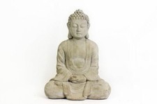 37X28CM SITTING BUDDHA CERAMIC HOME GARDEN DECORATION WHITE FIGURINE