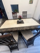 Marble Dining Table with 6 Chairs Solid