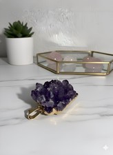 Stunning Raw Amethyst Cluster Geode Pendant – Gold Electroplated Edge & Bail 