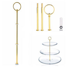 3 Tier Cake Plate Stand Handle Fittings Gold Round for Tea Shop Room Hotel Party