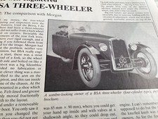 BSA THREE WHEELER MOTORCYCLE ARTICLE. Lot 2