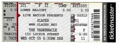 Slayer atlanta ga - 10/5/16,