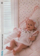 Knitting Pattern. Baby Pinafore Dress & Mop Cap Not Copies