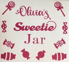 Personalised Sweetie Jar Treats Vinyl Decal Label/ Sticker/ Gift/ Birthday Sweet