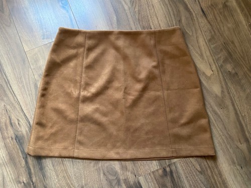 Mini skirt tan - skirt, suede