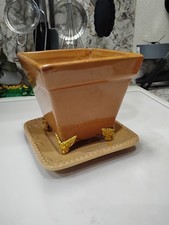  Semi Cascade Bonsai Pot , Succulent Planter  5" X 5.5"   W/ Tray , Upgraded Pot