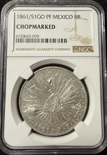 1861/51-Go PF Mexico 8 Reales NGC Chopmarked Awesome Overdate!