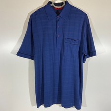 Gabicci Navy Check 4 button Polo Shirt Cotton/Polyester Mix Size Large