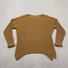 Poetry Knitted Jumper UK 10 Women's Mustard Yellow Asymmetric Hem 3/4 Sleeve