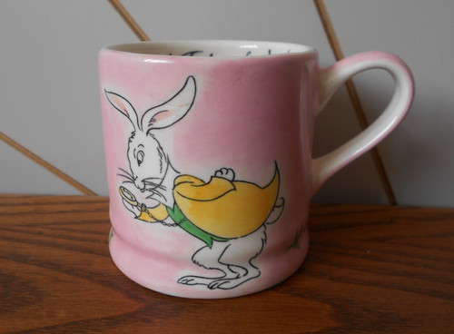 White rabbit child baby mug - rabbit, child's/baby