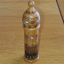 Vintage Carved Treen Wooden Etui Needle Case Sewing  Bodkin Balkans