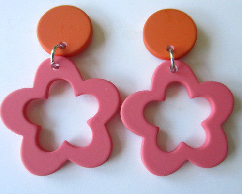 New mod 60s pink - new, earrings