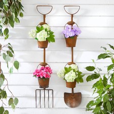 Set of 2 Rustic Tool Planters
