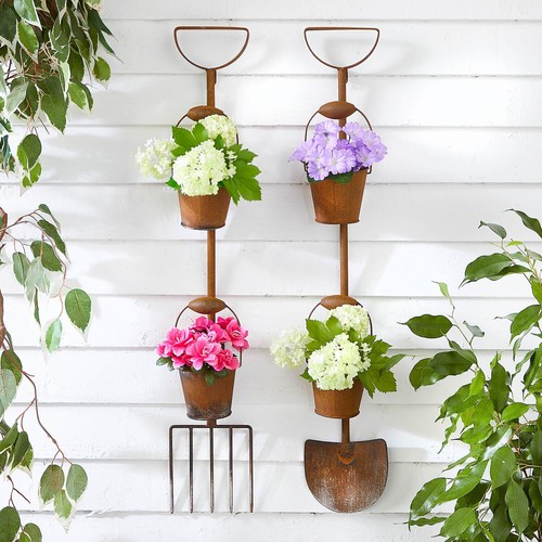Set rustic tool planters - rustic,