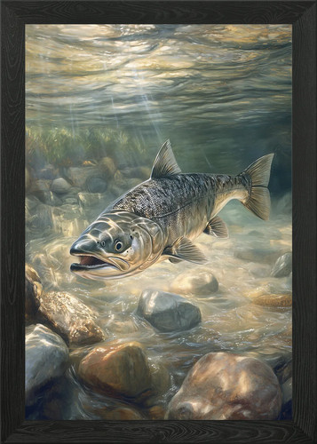 Salmon river framed wall - river,