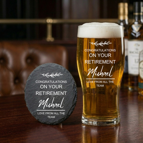 Retirement pint glass - pint, gift