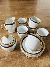 Royal Fine Porcelain Tea Set – 6 Cups & Saucers with Sugar and Milk Holder