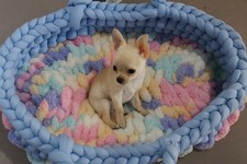 Pet Bed For Dog Or Cat, Handmade Chunky Yarn,  Soft Cuddly Pod.