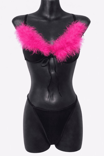 Ladies sheer marabou - bra, g