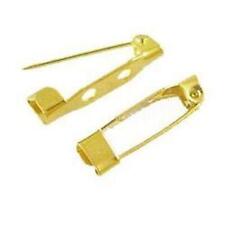 QUALITY 50 BROOCH BACKS bar badge pin 15mm 20mm 25mm 30mm 35mm 40mm SILVER GOLD