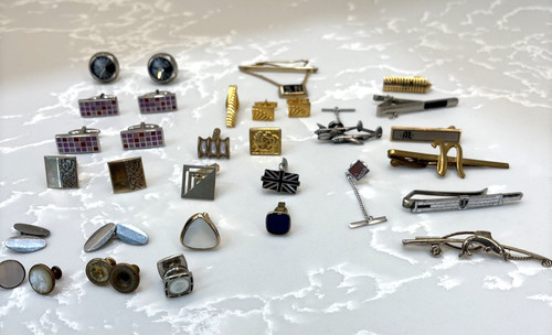 Vtg lot cufflinks tie - lot, -cufflinks
