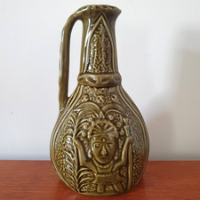 Sadler Aztec Mayan Pitcher Jug 154 Green Mid-Century Vase Vintage Pottery Décor