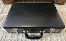 Combination locks Vintage Briefcase Black Real Leather 45x33x8.5cm